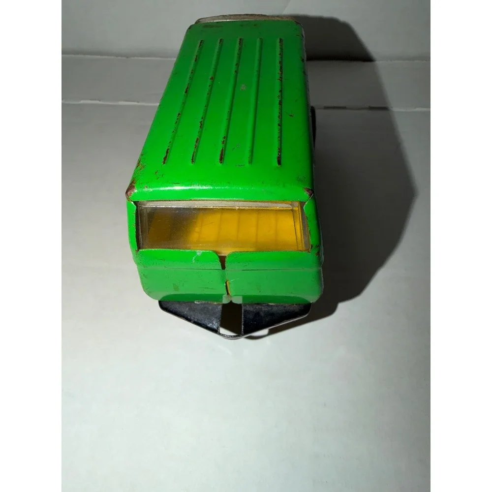 Vintage Tonka Green Pressed Steel Van 55450 Yellow Interior Made in USA Toy